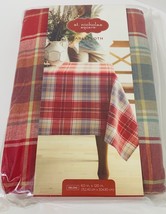 Kohl&#39;s St Nicholas Tablecloth Square  60&quot; x 120&quot; Christmas Plaid NEW Sealed - $42.12