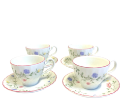 Vintage Johnson Brothers Summer Chintz Coffee Tea Cups Saucer Set of 4 Disc - $36.82