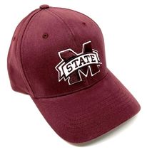 National Cap MVP Mississippi State Solid Maroon Red Bulldogs Logo Curved Bill Ad - £14.58 GBP