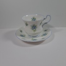 Royal Dover Fine Bone China Blue Forget Me Nots Teacup Saucer Made in England - £21.76 GBP