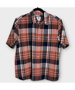LACOSTE fall plaid cotton button up shirt size 40 medium rust/navy preppy - $732.06 MXN
