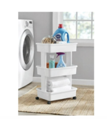 Mainstays 3-Tier Plastic Multi-Purpose Rolling Laundry Cart, Arctic Whit... - $338.05 MXN