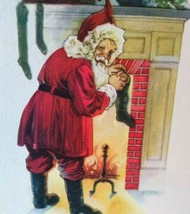 Santa Claus By Fireplace Christmas Postcard 504 K Parrot Logo Unused - £26.96 GBP