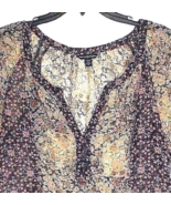 AMERICAN EAGLE Top Peasant XS Y2K Vtg Sheer Tan Floral Festival Boho Cot... - $34.60