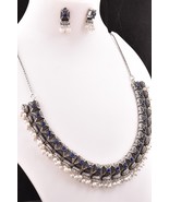 Topacio Azul Piedra Collar Pendientes Mujeres Bollywood Elegante Fantást... - £30.07 GBP