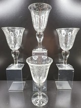 (4) Artland Iris Water Goblets Set Hand Blown Clear Bubble Tall Drinking Glasses - £54.62 GBP