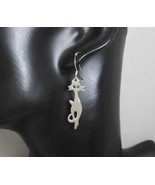 Sterling Silver Cat Dangle Earrings, Animal Earrings, Cat Lovers Jewelry... - £33.57 GBP