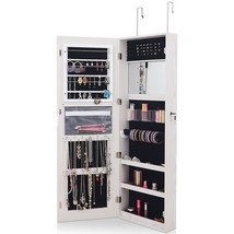 Mirrored Jewelry Armoire with Full Length Mirror and 2 Internal LED Lights-Whit - £177.22 GBP