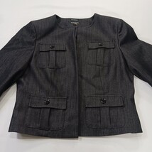 Ellen Tracy Stretch RN#54163 Womens Gray Open Front Blazer Jacket Pockets Size 8 image 14