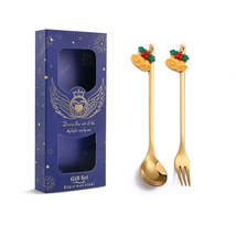 2pcs /Pack Christmas Mixing Spoon Fruit Fork With Pendant Flatware, Style: Bell  - £3.15 GBP