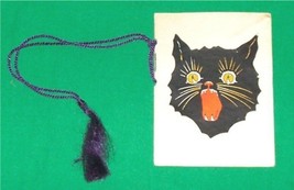 1934 Halloween Campus Dance Old Paper Invitation Card Oklahoma A&amp;M Black Cat Art - £100.76 GBP