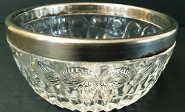 Starburst Thumbprint Candy Dish With Silvertone Rim 5&quot; x 2.5&quot; Regency Vintage - £5.24 GBP