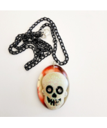 Vintage Skull Necklace Acrylic/Resin Inlay Handmade Jewelry Maine B67 - $19.99