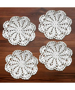 4Pcs White Lace Cotton Handmade Table Mat Round Pad Lace Doilies Wedding... - $10.22 CAD