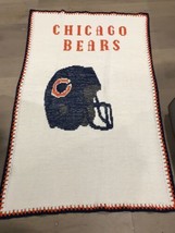 Handmade Vintage NFL Chicago Bears Crochet Knit Blanket  One Of A Kind 6... - $120.00