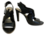 Bandolino Women&#39;s Embossed Croc Leather Sandals Black Sz. 5.5B - £14.85 GBP
