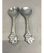 Mariposa Pewter Salad Serving Set Fork Spoon Grapes Grapevine Utensils 1990 - $14.60