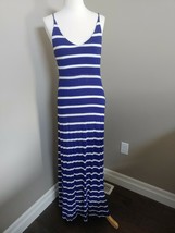 Ladies Summer Dress Long Blue White Stripe Adjustable Straps Forever 21 Size L - £16.99 GBP