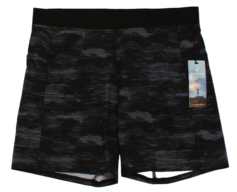 Kyodan Men&#39;s L Black Gray Camo  7&quot; Woven Training Shorts Unlined Lightwe... - $29.69