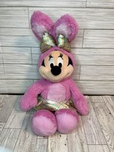 Disney Store Minnie Mouse Pink Easter Bunny Rabbit 18&quot; Plush Plaid Skirt... - £15.18 GBP