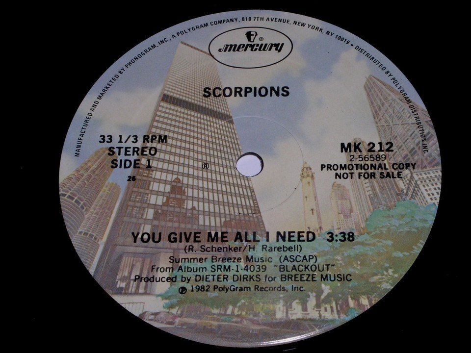 Scorpions You Give Me All I Need 12&quot; Promo Single Record Vinyl LP Mercur... - $29.99