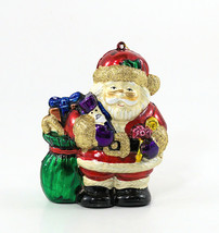 Christmas Ornament Santa Claus With Gifts Plastic 5.5&quot; Vintage - £8.63 GBP