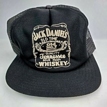 Vintage 1980&#39;s Jack Daniels Black Trucker Hat Tennessee Sour Mash Mesh S... - $28.50