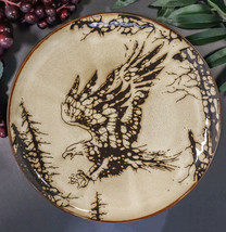 Pack Of 2 Rustic Western Patriotic Swooping Bald Eagle Round Dinner Plates 10&quot;D - £28.18 GBP