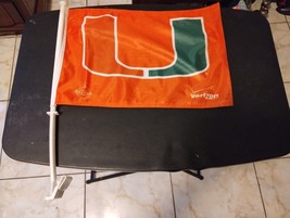 University Of Miami Hurricane 11 X 16 Auto Window Swagger Flag Two Side - £10.11 GBP