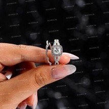2.40CT Princess Cut Simulated Diamond Bridal Ring Set Gold Plated 925 Silver - £100.96 GBP