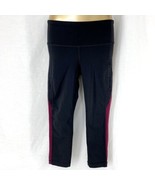 Athleta Crop Capri Legging Pants Athletic Yoga Burgundy Striped Womens Size XS - $18.97