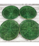 Wicker Paper Plate Holder Green Rattan Picnic BBQ Camping Lot of 4 Vinta... - £16.21 GBP
