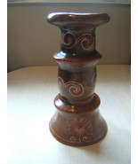 Distressed Hand Crafted Painted Tribal Mythical Ceramic Pillar Candle Ho... - £14.08 GBP
