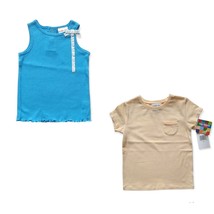 Stride Rite Shirt Tank Top Girls 2T Blue Yellow Sleeveless Short Sleeve Pocket - £6.60 GBP