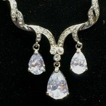 Rhinestone Necklace 3 Large Drops Wedding Party Prom  - $42.00
