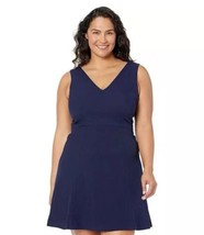 Vince Camuto Pixie Crepe V-Neck Fit &amp; Flare Dress in Navy, Size 2. NWT. 2 - £53.41 GBP