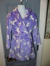 Cuddl Duds Purple Unicorn Plush Fleece Bathrobe Robe Size 4/5(XS) Girl&#39;s... - $29.20