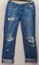Paige Cropped Jeans Womens Size 24 Blue Denim Ripped Cotton Pockets Jimmy Skinny - £20.54 GBP