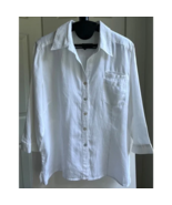 Edward Linen White Split Back Hem Double Front Chest Pocket Shirt Blouse... - €26,16 EUR