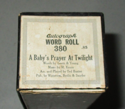 &quot;A BABY&#39;S PRAYER AT TWILIGHT&quot; QRS Word Roll 380 Vintage Player Piano Roll - $7.43