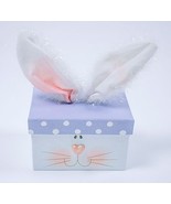 WHIMSICAL EASTER BUNNY RABBIT BOX SHIMMERY EARS POLKA DOTS CARDBOARD - $3.95