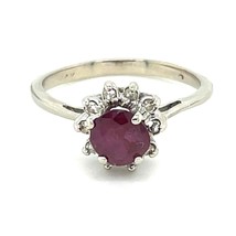 .85ct Ruby & .20ct Diamond Accent Ring REAL Solid 14k White Gold 1.8g Size 5 - £1,575.27 GBP