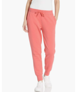 Essentials Women&#39;s Soft French Terry Fleece Jogger Sweatpants Sz M CORAL... - $16.66 CAD