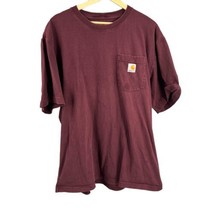 Carhartt Mens T-Shirt Burgundy Red Short Sleeve Logo Pocket Original Fit... - £14.75 GBP