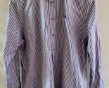 Nordstrom Traditional Fit Purple White &amp; Black Striped Button Shirt Size... - £15.91 GBP