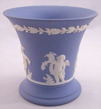 Wedgwood Blue Jasperware 3.25&quot; Small Flared Trumpet Vase - $14.99