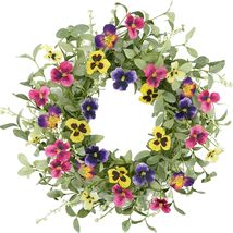 Elegant Spring &amp; Summer Pansy Wreath - Perfect for Indoor/Outdoor Style - $51.43
