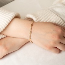 14K Yellow Gold Tube Link Cut Bracelet 7&quot; - £247.38 GBP