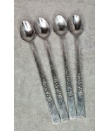 Oxford Hall Stainless Ice Tea Spoons Roses Black Accent Lot - $19.50