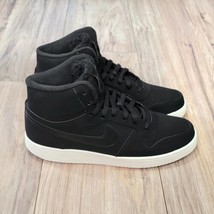 Nike Ebernon Mid Womens Size 11.5 Basketball Shoes Black Nubuck - £42.82 GBP